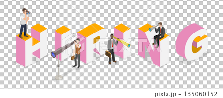 3D Isometric Flat Illustration of AI HR, Robot Recruiters Scouting Talent For Job Opportunities 3D Isometric Flat Illustration of AI HR, Robot Recruiters Scouting Talent For Job Opportunities 135060152