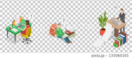 3D Isometric Flat Illustration of Document Online Editing, Editorial Services 3D Isometric Flat Illustration of Document Online Editing, Editorial Services 135060165