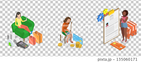 3D Isometric Flat Illustration of Contactless...のイラスト素材 [135060171] - PIXTA