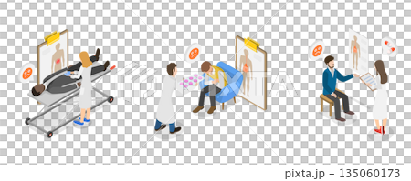 3D Isometric Flat  Illustration of Gastroenterology, Health of Digestive Tract 135060173