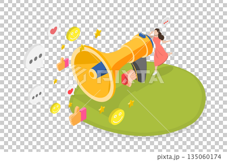 3D Isometric Flat Illustration of Public Relation, Marketing Strategy 3D Isometric Flat Illustration of Public Relation, Marketing Strategy 135060174