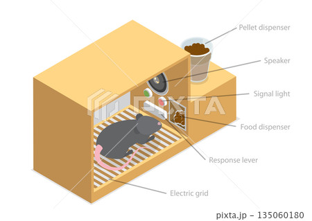 3D Isometric Flat Illustration of Skinner Box, Laboratory Chamber for Animals 3D Isometric Flat Illustration of Skinner Box, Laboratory Chamber for Animals 135060180