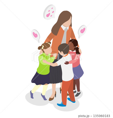 3D Isometric Flat  Illustration of Celebrating Teacher Appreciation Day To Honor Educators For Their Hard Work And Dedication, Back to School 135060183