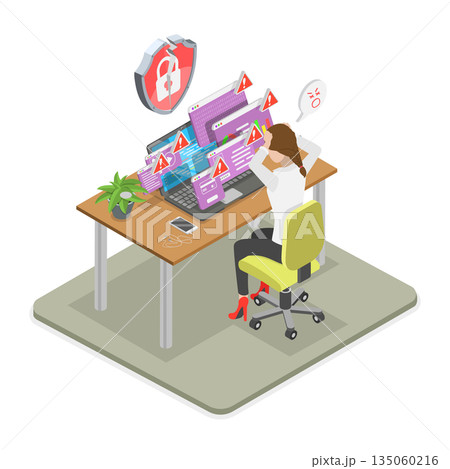 3D Isometric Flat Illustration of Data Breach, Detecting Weaks In Network Security 3D Isometric Flat Illustration of Data Breach, Detecting Weaks In Network Security 135060216