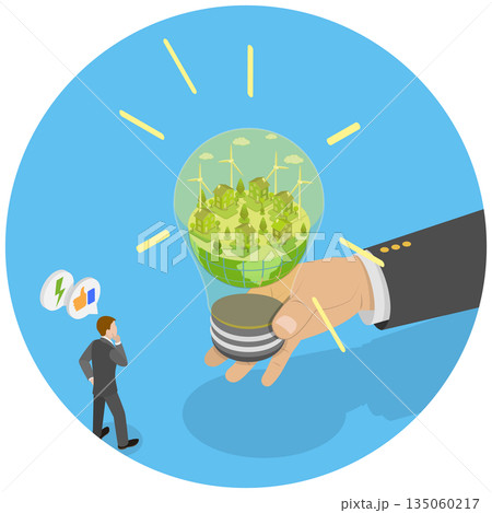 3D Isometric Flat Illustration of Green Energy Technologies, Go-Green, Eco Friendly 3D Isometric Flat Illustration of Green Energy Technologies, Go-Green, Eco Friendly 135060217