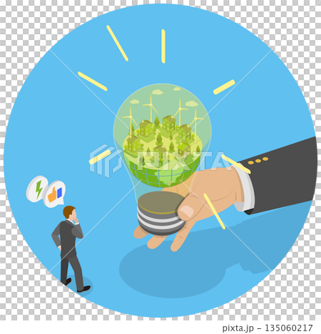 3D Isometric Flat Illustration of Green Energy Technologies, Go-Green, Eco Friendly 3D Isometric Flat Illustration of Green Energy Technologies, Go-Green, Eco Friendly 135060217
