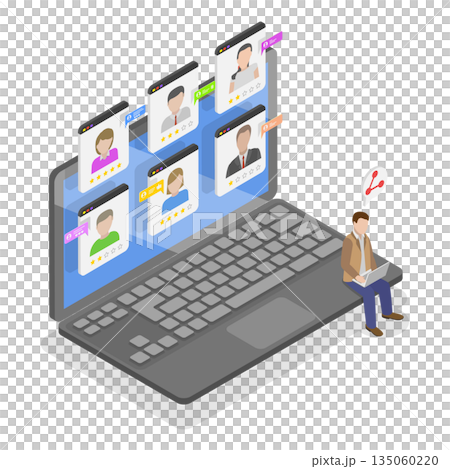 3D Isometric Flat  Illustration of Target Audience, Analyzing Customer Data 135060220