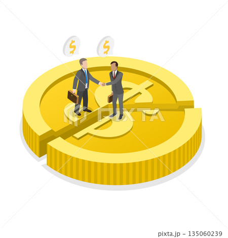 3D Isometric Flat Illustration of Agreement, Merger and Acquisition, Collaborating For Mutual Profit 3D Isometric Flat Illustration of Agreement, Merger and Acquisition, Collaborating For Mutual Profit 135060239