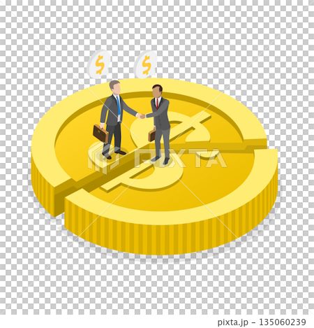 3D Isometric Flat Illustration of Agreement, Merger and Acquisition, Collaborating For Mutual Profit 3D Isometric Flat Illustration of Agreement, Merger and Acquisition, Collaborating For Mutual Profit 135060239