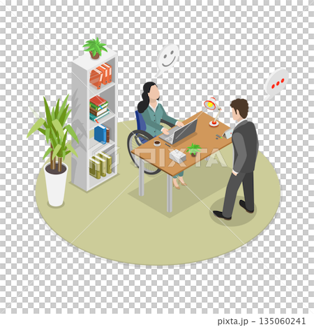3D Isometric Flat  Illustration of Diverse People Group, Workplace Inclusion 135060241