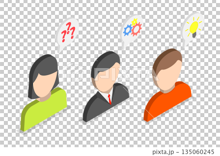 3D Isometric Flat  Illustration of Solving A Problem, Mental Process Of Cognition 135060245