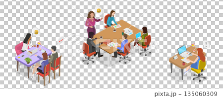 3D Isometric Flat  Illustration of Underwriting, Process of Evaluating Risk 135060309