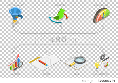 3D Isometric Flat Illustration of CRO, Conversion Rate Optimization 3D Isometric Flat Illustration of CRO, Conversion Rate Optimization 135060314