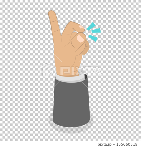 3D Isometric Flat  Illustration of Snapping Fingers, Hand Click 135060319