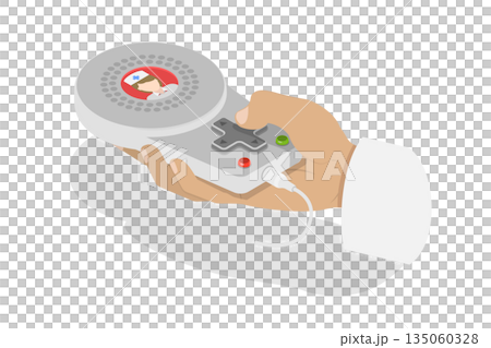 3D Isometric Flat  Illustration of Medical Alert Button, Hospital Nurse Call Device 135060328