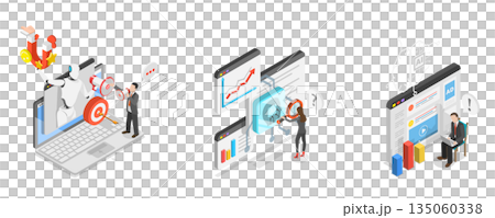 3D Isometric Flat Illustration of Advertising Efficiency AI-Technology, AI In Marketingconcept 3D Isometric Flat Illustration of Advertising Efficiency AI-Technology, AI In Marketingconcept 135060338