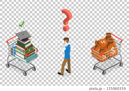 3D Isometric Flat Illustration of Investment in Education, Concept Of Earning Money Through Education 3D Isometric Flat Illustration of Investment in Education, Concept Of Earning Money Through Education 135060359
