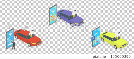 3D Isometric Flat Illustration of Artificial Intelligence Tech, Set Of Vector Illustrations Depicting Abstract Concepts Of Autonomous Vehicle Technology 3D Isometric Flat Illustration of Artificial Intelligence Tech, Set Of Vector Illustrations Depicting Abstract Concepts Of Autonomous Vehicle Technology 135060390