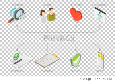 3D Isometric Flat Illustration of Privacy, Personal And Data Protection, Cyber Security 3D Isometric Flat Illustration of Privacy, Personal And Data Protection, Cyber Security 135060418