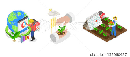 3D Isometric Flat Illustration of Rainwater Harvesting, Conservation And Rehabilitation Farming System Concept 3D Isometric Flat Illustration of Rainwater Harvesting, Conservation And Rehabilitation Farming System Concept 135060427