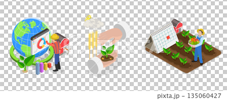 3D Isometric Flat Illustration of Rainwater Harvesting, Conservation And Rehabilitation Farming System Concept 3D Isometric Flat Illustration of Rainwater Harvesting, Conservation And Rehabilitation Farming System Concept 135060427