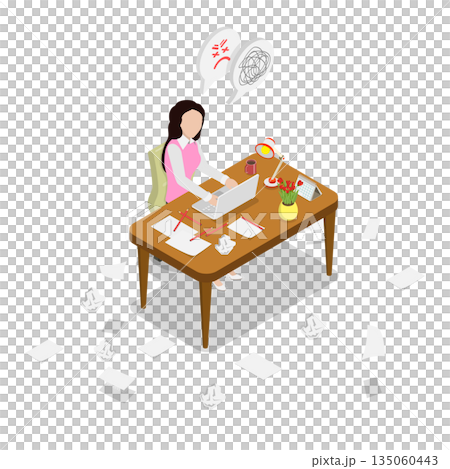 3D Isometric Flat Illustration of Writing Essay, Concept Of Burnout and Creativity Crisis 3D Isometric Flat Illustration of Writing Essay, Concept Of Burnout and Creativity Crisis 135060443