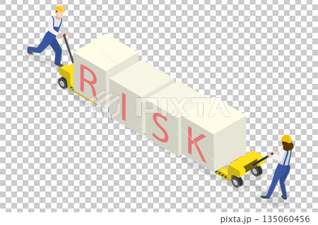 3D Isometric Flat  Illustration of Risk Management, Preventing Project From Failing 135060456