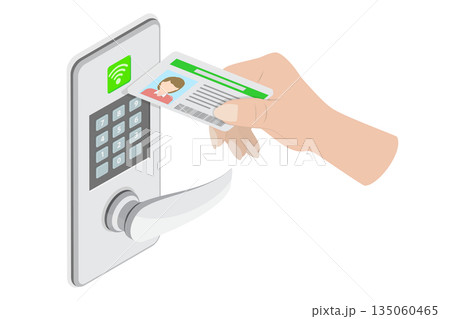 3D Isometric Flat Illustration of System Safety and Protection, Security ID Card 3D Isometric Flat Illustration of System Safety and Protection, Security ID Card 135060465