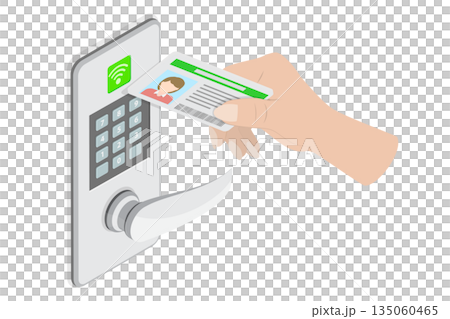 3D Isometric Flat Illustration of System Safety and Protection, Security ID Card 3D Isometric Flat Illustration of System Safety and Protection, Security ID Card 135060465