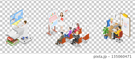 3D Isometric Flat Illustration of Healthcare Services, Medical Statistics Concept Set 3D Isometric Flat Illustration of Healthcare Services, Medical Statistics Concept Set 135060471