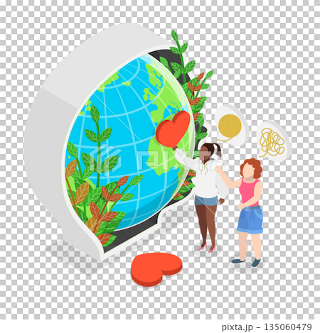 3D Isometric Flat Illustration of Psychotherapy Help, Global Psychology, Breaking Boundaries And Borders 3D Isometric Flat Illustration of Psychotherapy Help, Global Psychology, Breaking Boundaries And Borders 135060479