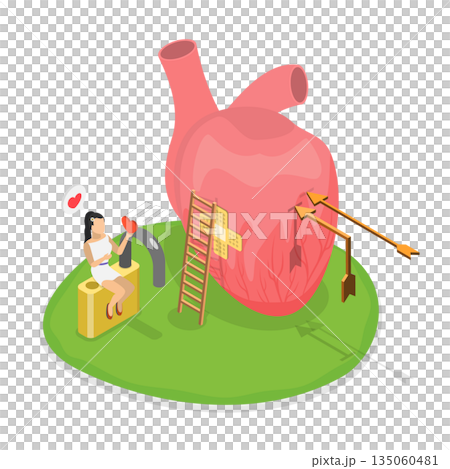 3D Isometric Flat Illustration of Avoidant Attachment in a Relationship, A Delicate And Fragile Concept 3D Isometric Flat Illustration of Avoidant Attachment in a Relationship, A Delicate And Fragile Concept 135060481