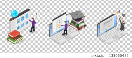 3D Isometric Flat Illustration of Opportunities, Personalized Learning Path, Distance Education 3D Isometric Flat Illustration of Opportunities, Personalized Learning Path, Distance Education 135060485