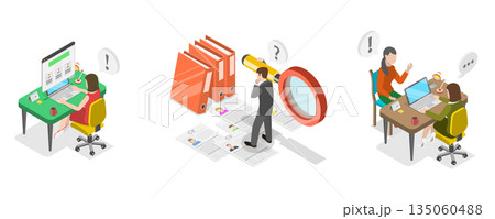 3D Isometric Flat  Illustration of Job Interview, Recruitment Agency, HR as Human Resources 135060488