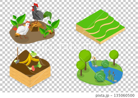3D Isometric Flat Illustration of Gardening and Farming Approaches, Collection Set for Regenerative Agriculture And Sustainable Crops 3D Isometric Flat Illustration of Gardening and Farming Approaches, Collection Set for Regenerative Agriculture And Sustainable Crops 135060500