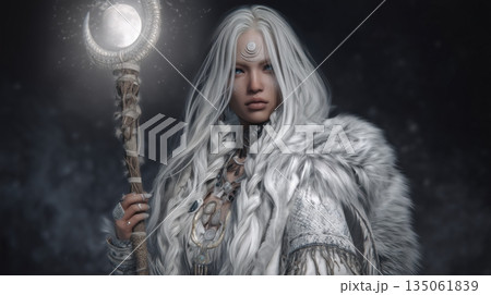 月を司る巫女 イヌイット衣装融合の幻想3D人物 月を司る巫女 イヌイット衣装融合の幻想3D人物 135061839