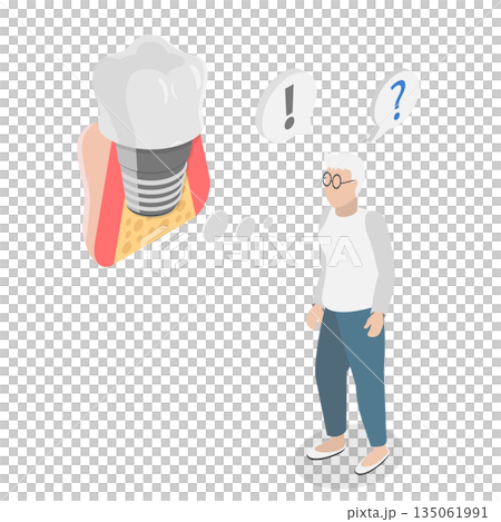 3D Isometric Flat Illustration of Dentistry and Healthcare, Oral Health Improvement For Elderly People With Dental Implants From Dentist Or Orthodontist 3D Isometric Flat Illustration of Dentistry and Healthcare, Oral Health Improvement For Elderly People With Dental Implants From Dentist Or Orthodontist 135061991