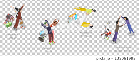 3D Isometric Flat Illustration of Generations Comparison, Social Groups Concept 3D Isometric Flat Illustration of Generations Comparison, Social Groups Concept 135061998