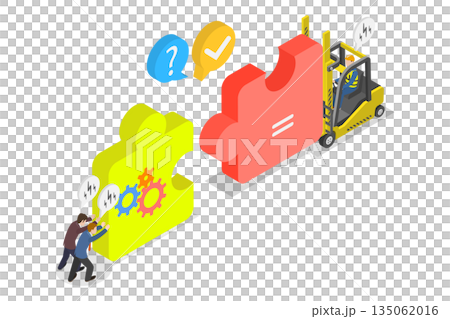 3D Isometric Flat  Illustration of Partnership and Teamwork, Cooperation and Strategy 135062016