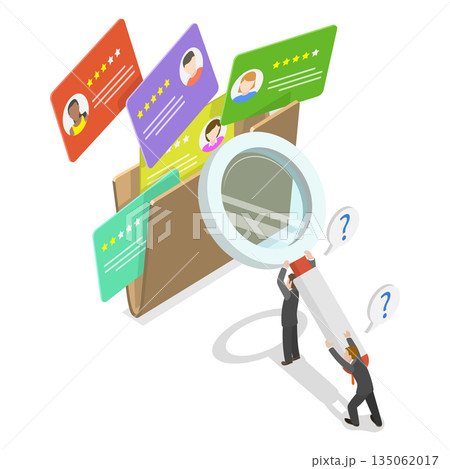 3D Isometric Flat  Illustration of Searching for Candidates, Concept Of Human Resource Management And Recruitment In Business Environment 135062017