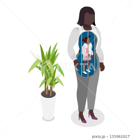 3D Isometric Flat  Illustration of Mental Health , Concept of Person Inner Child 135062027