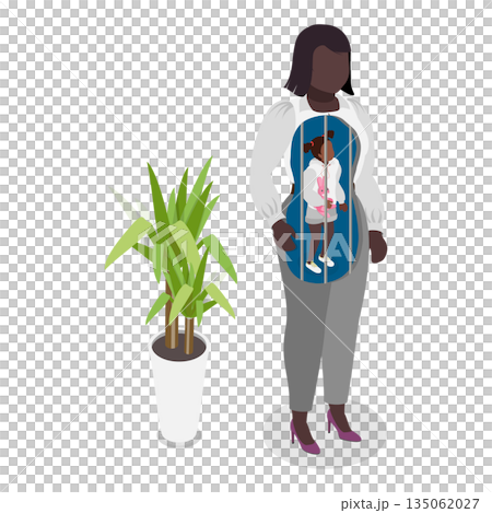 3D Isometric Flat  Illustration of Mental Health , Concept of Person Inner Child 135062027