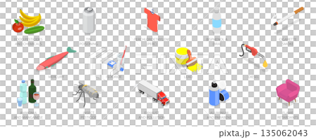 3D Isometric Flat  Illustration of Poisoning and Toxicity, Outline Diagram Of Human Health Risks From Toxins And Dangerous Chemical Substances 135062043