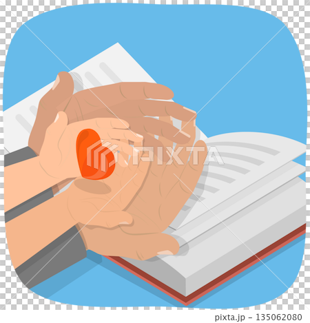 3D Isometric Flat Illustration of Pray With Kid, Religious Education 3D Isometric Flat Illustration of Pray With Kid, Religious Education 135062080