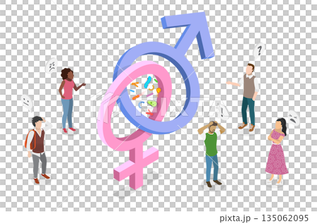 3D Isometric Flat  Illustration of Sexually Transmitted Infections, Viruses and Bacterias 135062095