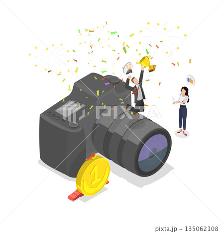3D Isometric Flat  Illustration of Photo Contest, Design For Web And Mobile Development 135062108