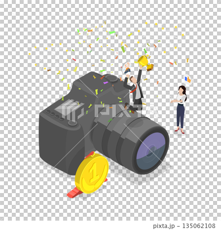 3D Isometric Flat  Illustration of Photo Contest, Design For Web And Mobile Development 135062108
