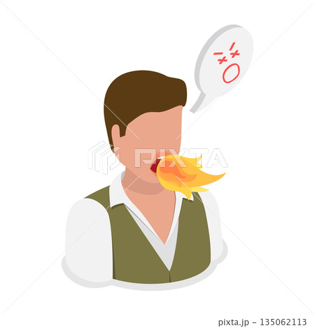3D Isometric Flat Illustration of Heartburn, Fire Breathing 3D Isometric Flat Illustration of Heartburn, Fire Breathing 135062113