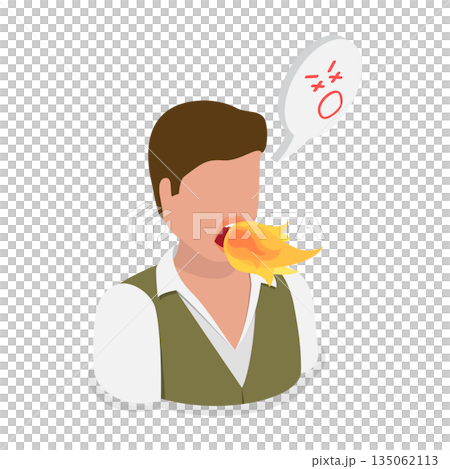 3D Isometric Flat Illustration of Heartburn, Fire Breathing 3D Isometric Flat Illustration of Heartburn, Fire Breathing 135062113