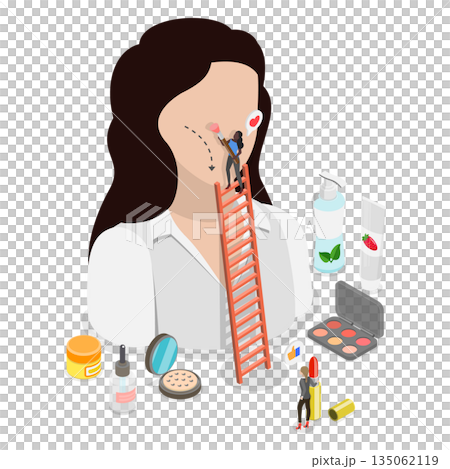 3D Isometric Flat Illustration of Makeup And Beauty, Woman Cosmetic Products 3D Isometric Flat Illustration of Makeup And Beauty, Woman Cosmetic Products 135062119